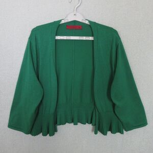 Love Scarlett Cardigan Womens XL Green Open Front Pleated Hem Lightweight Knit